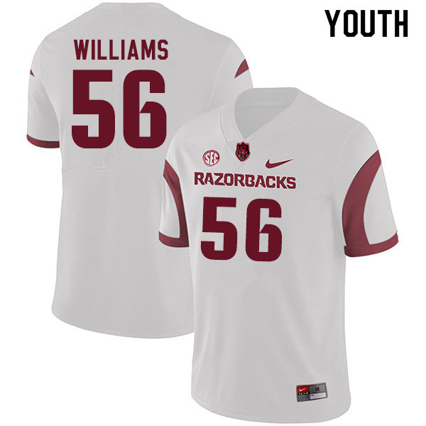 Youth #56 Zach Williams Arkansas Razorbacks College Football Jerseys Sale-White